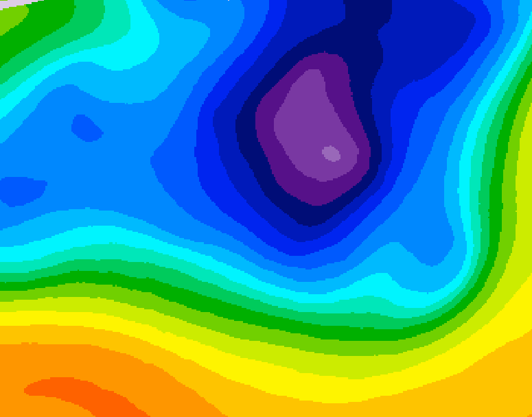 GDPS 500 millibar geopotential height 012 hour forecast chart for Canada based on 2026/03/24 0000Z data