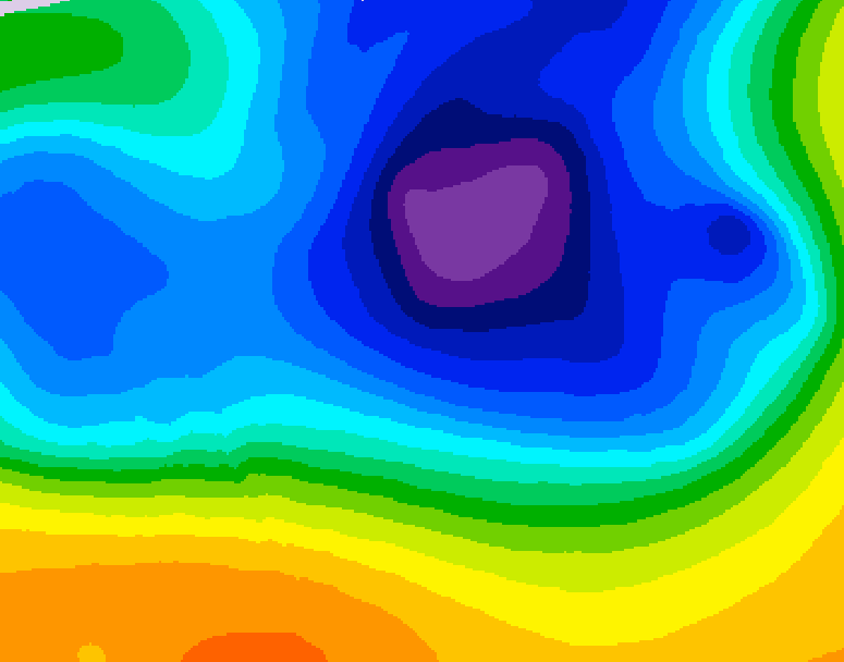 GDPS 500 millibar geopotential height 036 hour forecast chart for Canada based on 2026/03/24 0000Z data