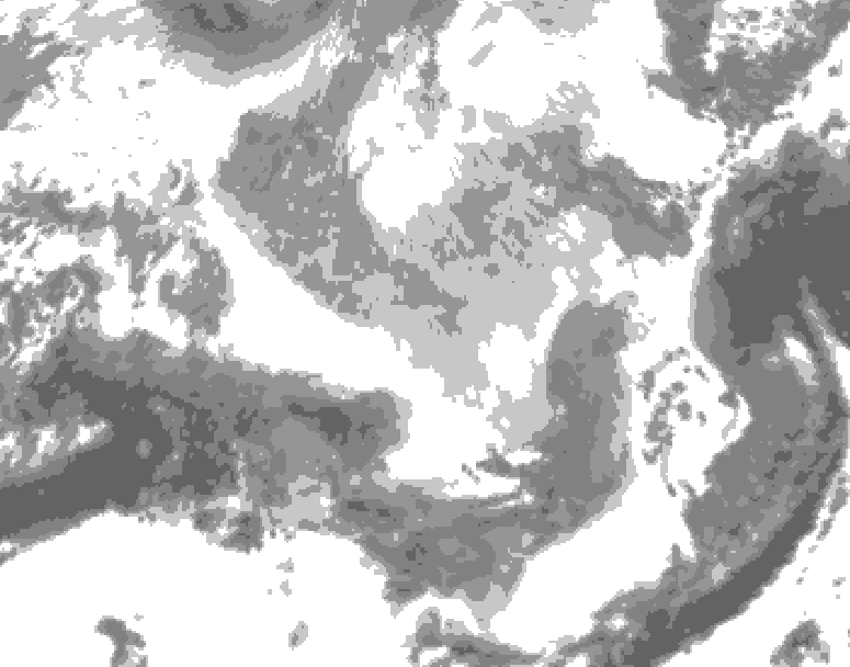 GDPS total cloud 018 hour forecast chart for Canada based on 2026/03/24 0000Z data