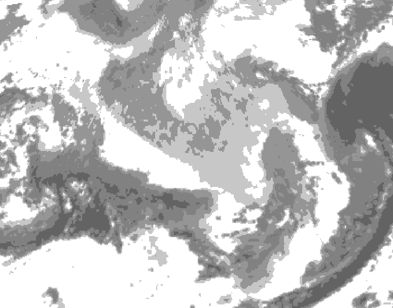 GDPS total cloud 024 hour forecast chart for Canada based on 2026/03/24 0000Z data