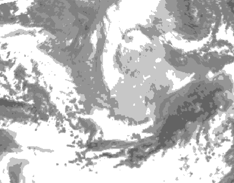 GDPS total cloud 072 hour forecast chart for Canada based on 2026/03/24 0000Z data