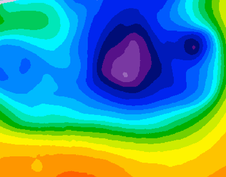 GDPS 500 millibar geopotential height 024 hour forecast chart for Canada based on 2026/03/25 0000Z data