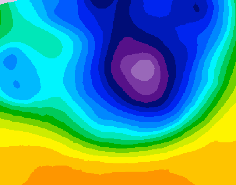 GDPS 500 millibar geopotential height 054 hour forecast chart for Canada based on 2026/03/25 0000Z data