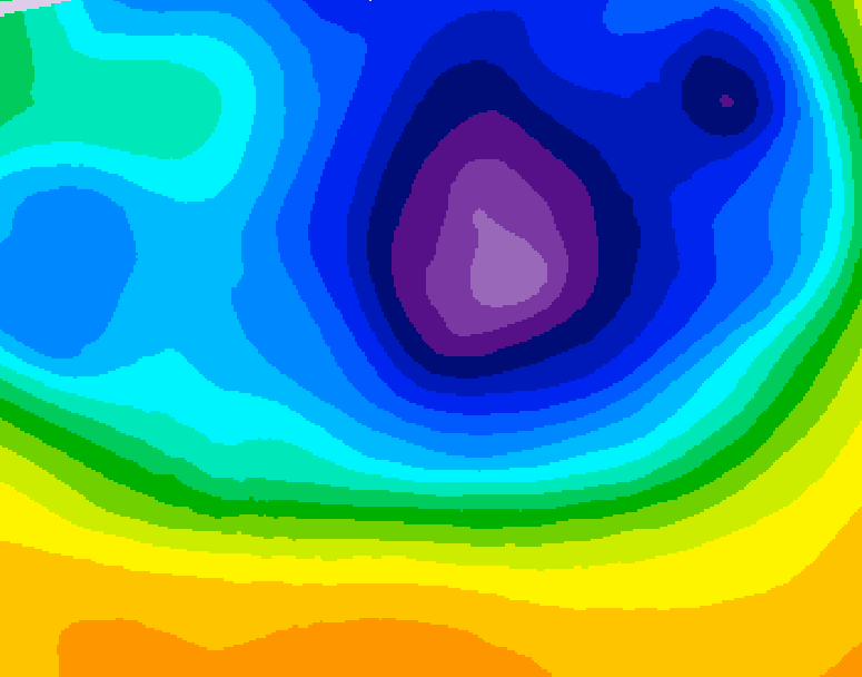 GDPS 500 millibar geopotential height 024 hour forecast chart for Canada based on 2026/03/25 1200Z data