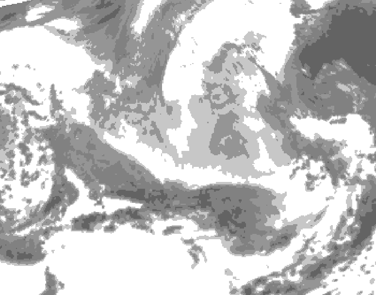 GDPS total cloud 018 hour forecast chart for Canada based on 2026/03/25 0000Z data