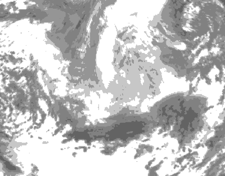 GDPS total cloud 036 hour forecast chart for Canada based on 2026/03/25 0000Z data