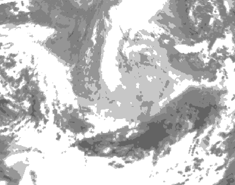GDPS total cloud 042 hour forecast chart for Canada based on 2026/03/25 0000Z data