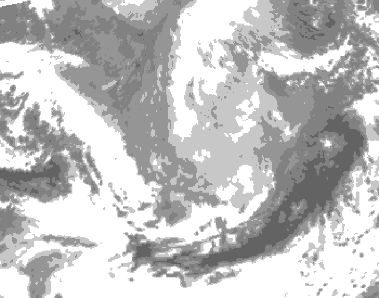 GDPS total cloud 054 hour forecast chart for Canada based on 2026/03/25 0000Z data