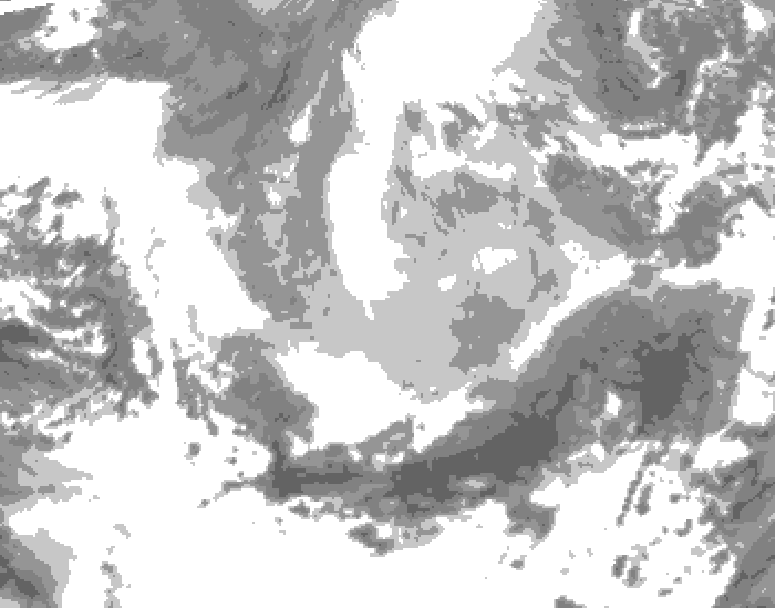 GDPS total cloud 006 hour forecast chart for Canada based on 2026/03/26 1200Z data