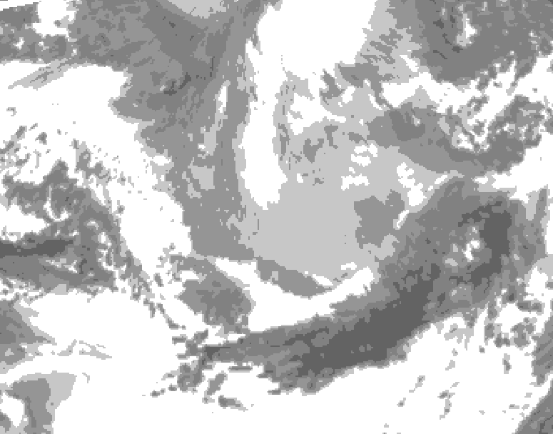 GDPS total cloud 012 hour forecast chart for Canada based on 2026/03/26 1200Z data