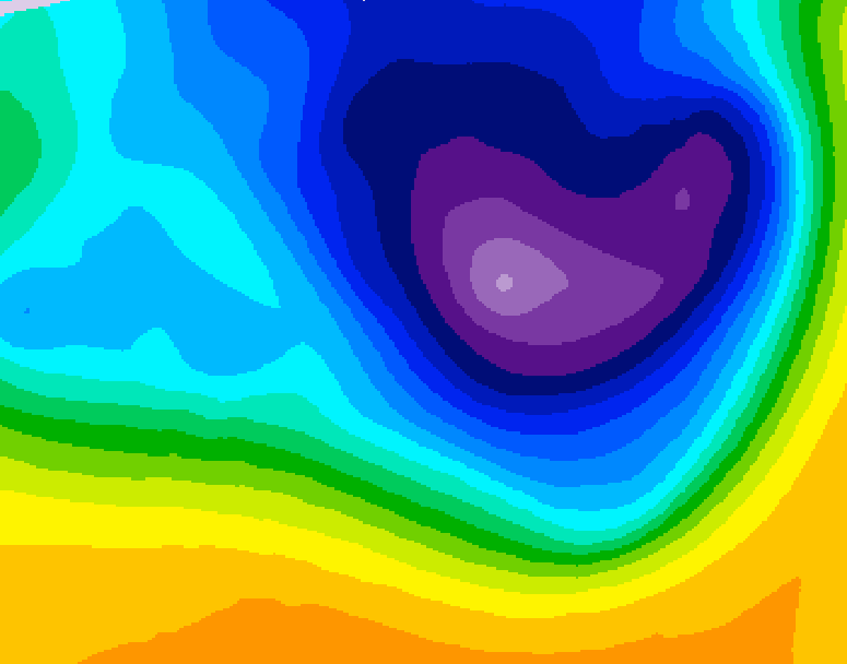 GDPS 500 millibar geopotential height 024 hour forecast chart for Canada based on 2026/03/27 1200Z data