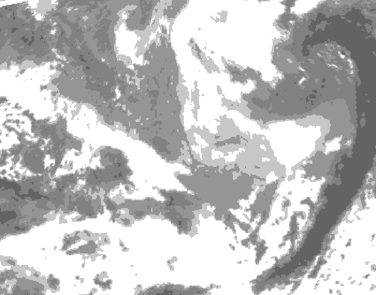 GDPS total cloud 024 hour forecast chart for Canada based on 2026/03/27 1200Z data