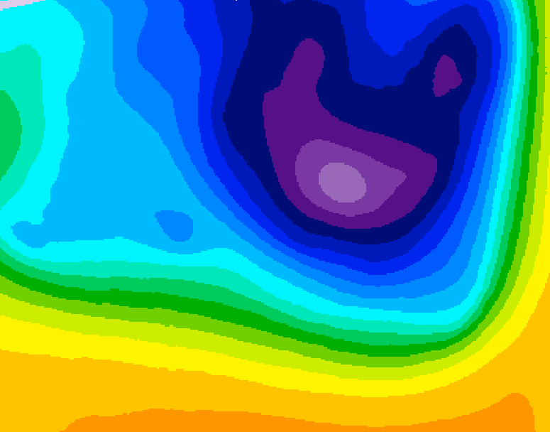 GDPS 500 millibar geopotential height 024 hour forecast chart for Canada based on 2026/03/28 0000Z data