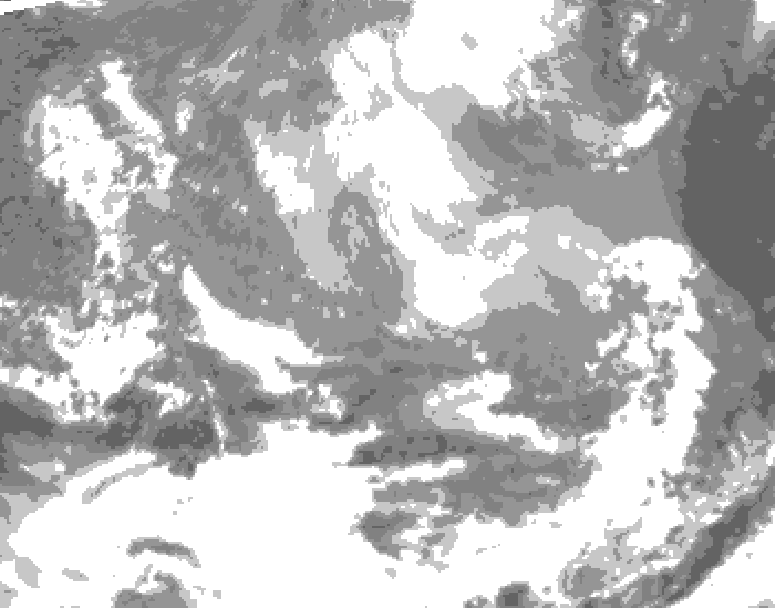 GDPS total cloud 018 hour forecast chart for Canada based on 2026/03/29 0000Z data