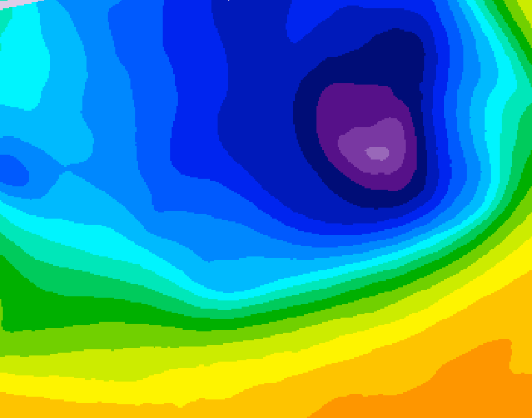 GDPS 500 millibar geopotential height 024 hour forecast chart for Canada based on 2026/03/30 1200Z data