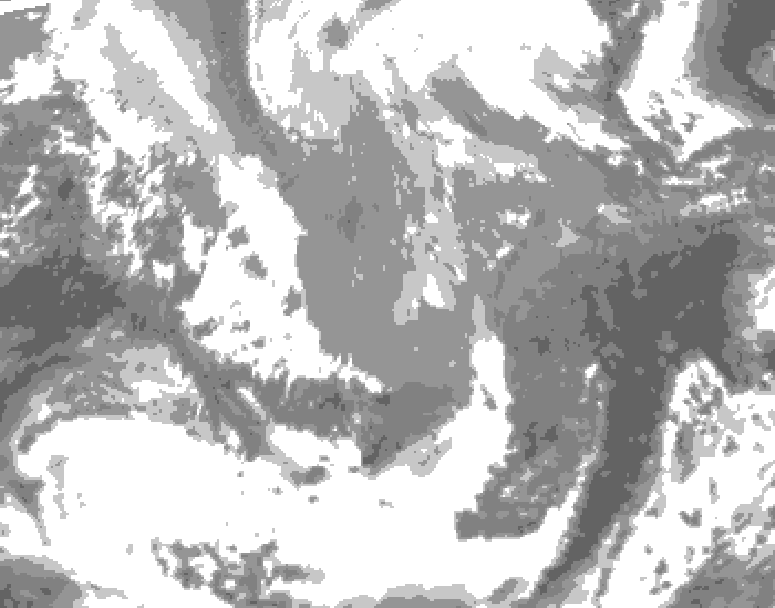 GDPS total cloud 120 hour forecast chart for Canada based on 2026/04/01 0000Z data