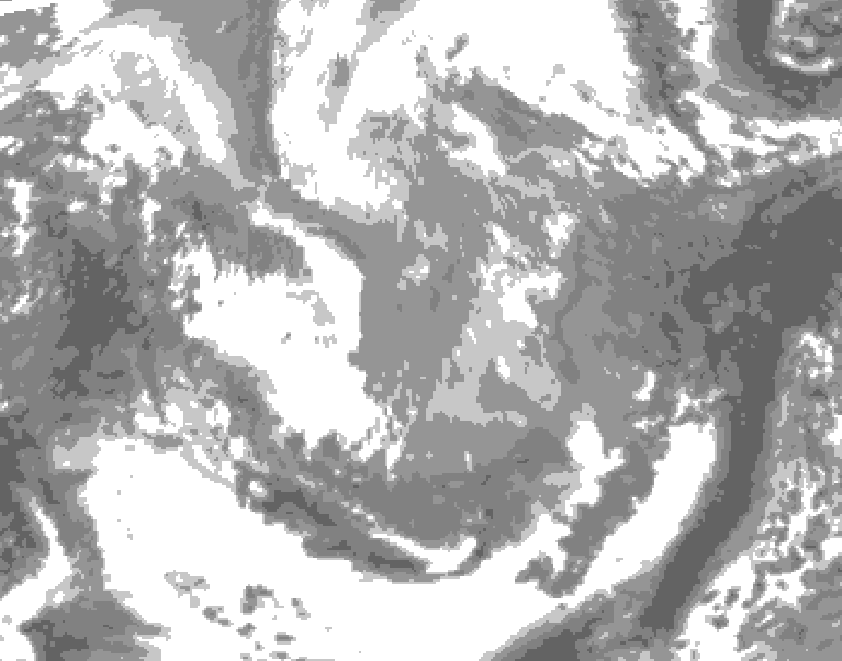 GDPS total cloud 132 hour forecast chart for Canada based on 2026/04/01 0000Z data