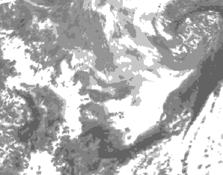 GDPS total cloud 006 hour forecast chart for Canada based on 2026/04/01 1200Z data