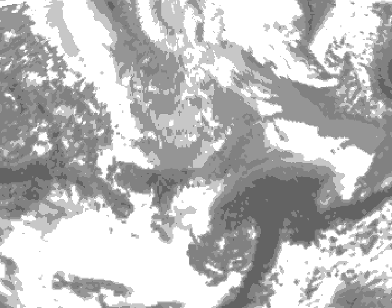 GDPS total cloud 090 hour forecast chart for Canada based on 2026/04/01 1200Z data