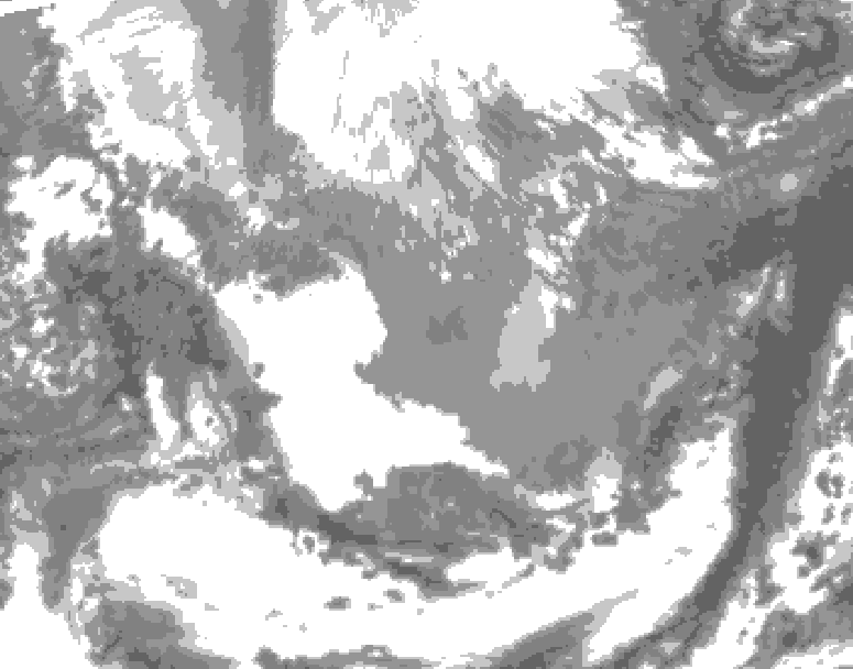 GDPS total cloud 126 hour forecast chart for Canada based on 2026/04/01 1200Z data