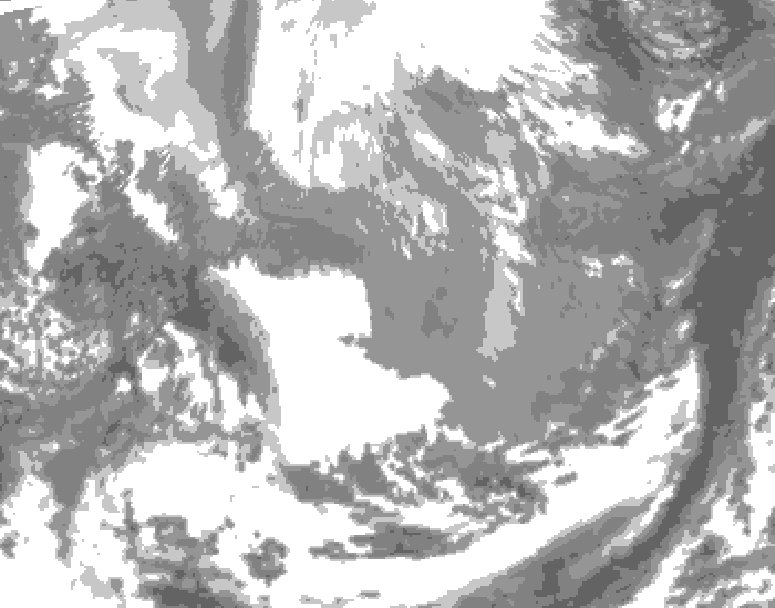 GDPS total cloud 132 hour forecast chart for Canada based on 2026/04/01 1200Z data