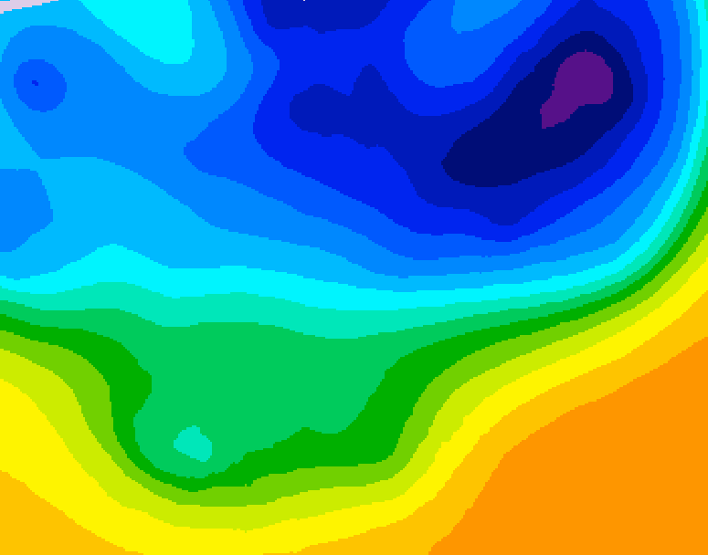 GDPS 500 millibar geopotential height 024 hour forecast chart for Canada based on 2026/04/02 0000Z data