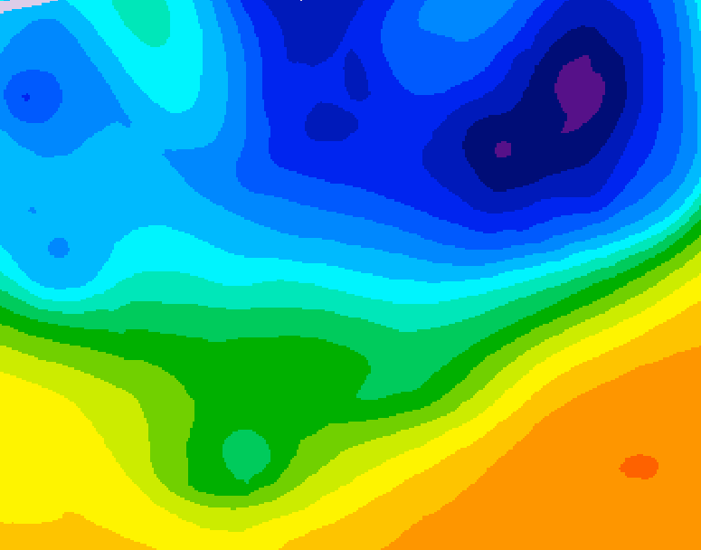GDPS 500 millibar geopotential height 024 hour forecast chart for Canada based on 2026/04/02 1200Z data