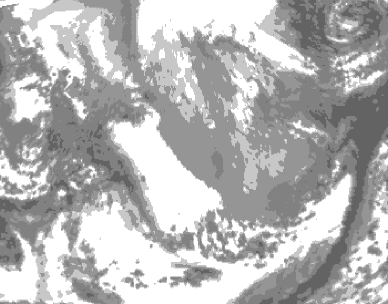 GDPS total cloud 120 hour forecast chart for Canada based on 2026/04/02 0000Z data