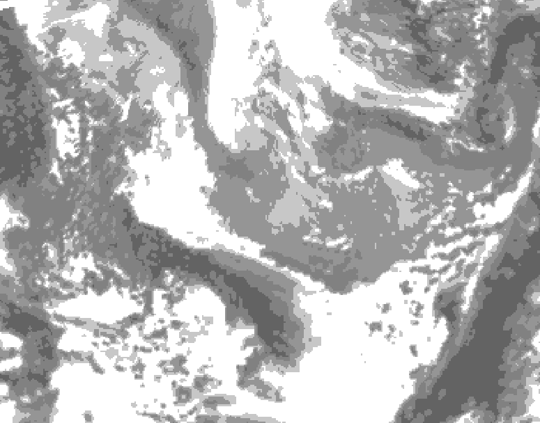 GDPS total cloud 132 hour forecast chart for Canada based on 2026/04/02 1200Z data