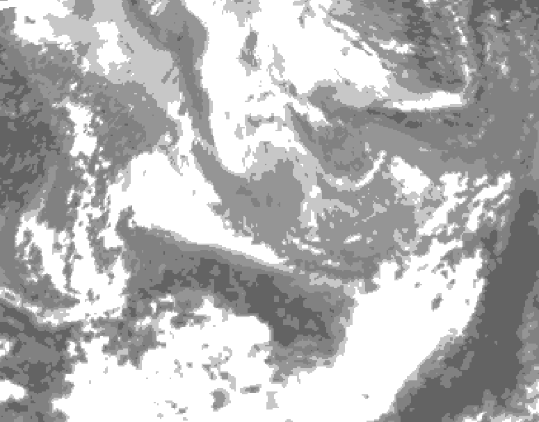 GDPS total cloud 126 hour forecast chart for Canada based on 2026/04/03 0000Z data
