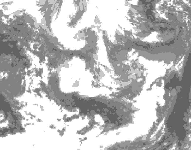 GDPS total cloud 096 hour forecast chart for Canada based on 2026/04/04 1200Z data