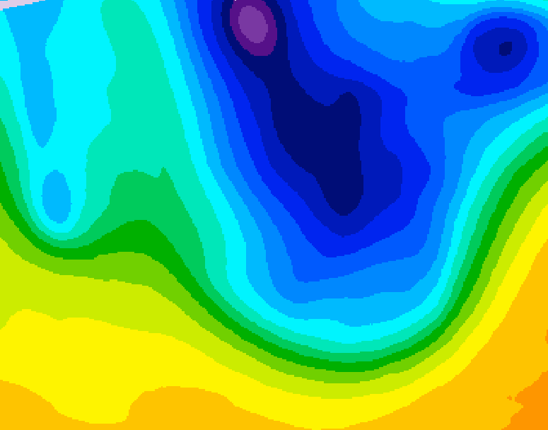GDPS 500 millibar geopotential height 036 hour forecast chart for Canada based on 2026/04/05 0000Z data