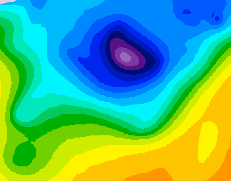 GDPS 500 millibar geopotential height 132 hour forecast chart for Canada based on 2026/04/05 1200Z data
