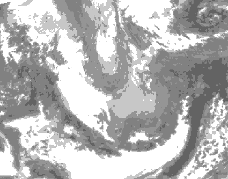 GDPS total cloud 036 hour forecast chart for Canada based on 2026/04/05 0000Z data