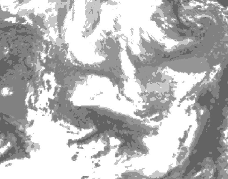 GDPS total cloud 084 hour forecast chart for Canada based on 2026/04/05 0000Z data