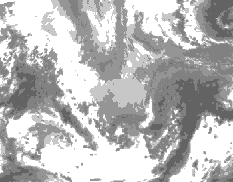 GDPS total cloud 012 hour forecast chart for Canada based on 2026/04/05 1200Z data