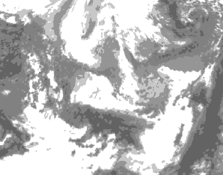 GDPS total cloud 072 hour forecast chart for Canada based on 2026/04/05 1200Z data