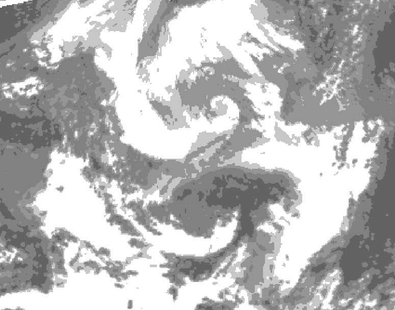 GDPS total cloud 096 hour forecast chart for Canada based on 2026/04/05 1200Z data