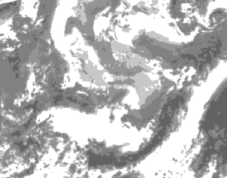 GDPS total cloud 132 hour forecast chart for Canada based on 2026/04/05 1200Z data