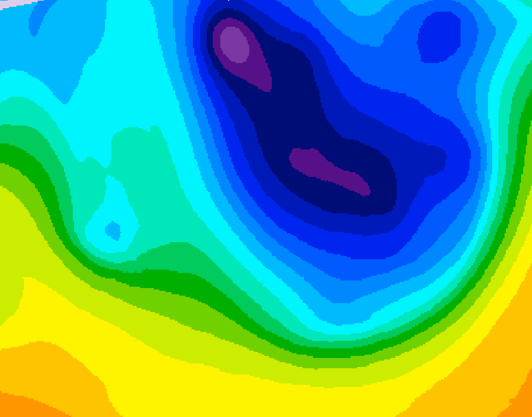 GDPS 500 millibar geopotential height 030 hour forecast chart for Canada based on 2026/04/06 0000Z data