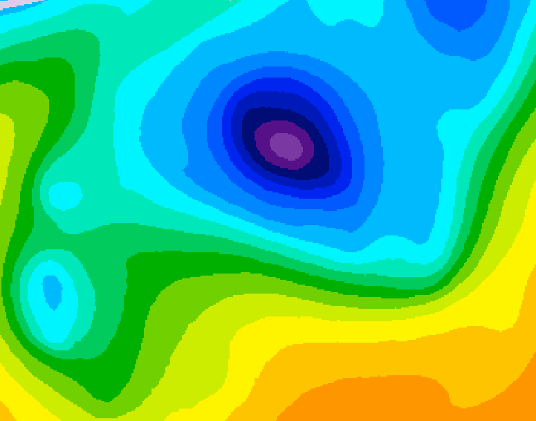 GDPS 500 millibar geopotential height 132 hour forecast chart for Canada based on 2026/04/06 1200Z data