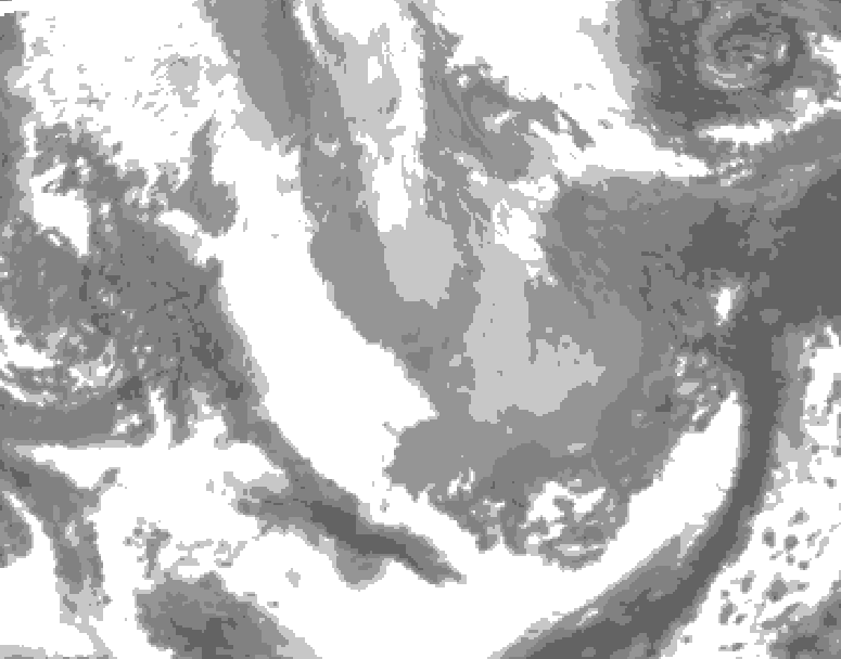 GDPS total cloud 018 hour forecast chart for Canada based on 2026/04/06 0000Z data