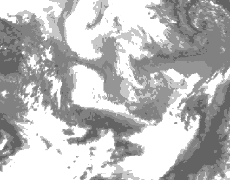 GDPS total cloud 054 hour forecast chart for Canada based on 2026/04/06 0000Z data