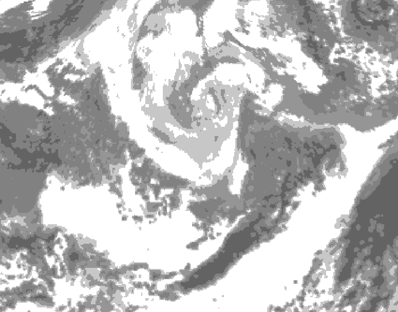 GDPS total cloud 102 hour forecast chart for Canada based on 2026/04/06 0000Z data