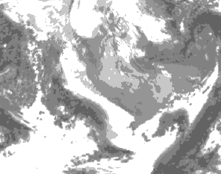 GDPS total cloud 030 hour forecast chart for Canada based on 2026/04/06 1200Z data