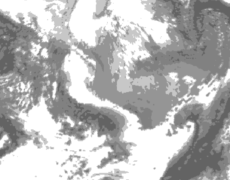 GDPS total cloud 036 hour forecast chart for Canada based on 2026/04/06 1200Z data