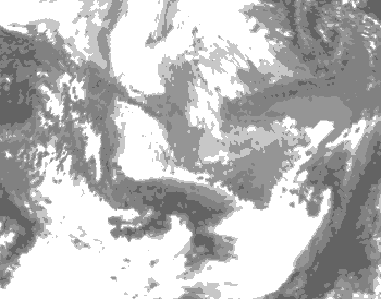 GDPS total cloud 042 hour forecast chart for Canada based on 2026/04/06 1200Z data