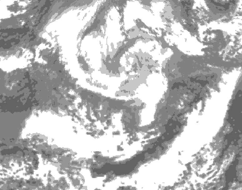 GDPS total cloud 096 hour forecast chart for Canada based on 2026/04/06 1200Z data