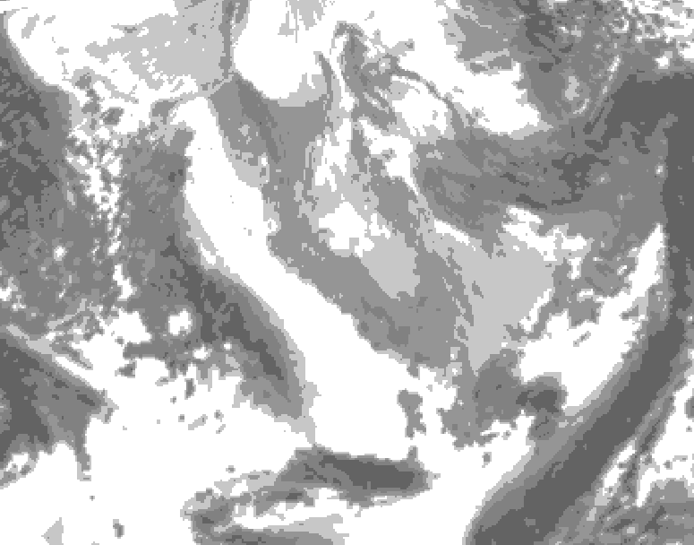 GDPS total cloud 012 hour forecast chart for Canada based on 2026/04/07 0000Z data