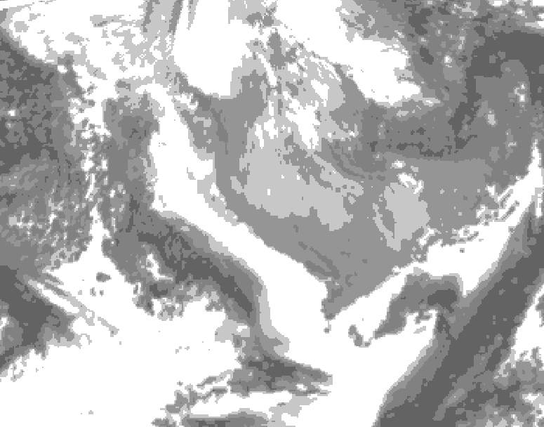 GDPS total cloud 018 hour forecast chart for Canada based on 2026/04/07 0000Z data